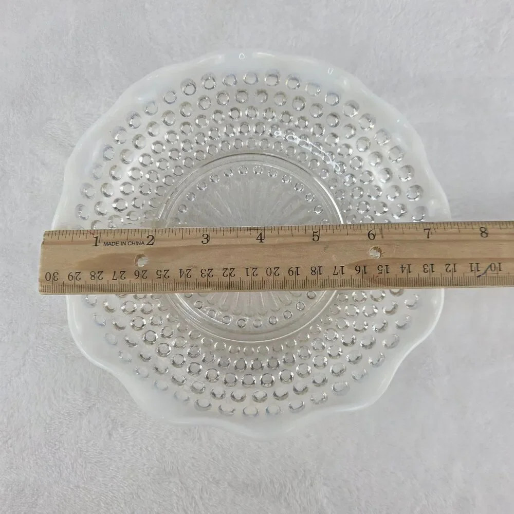 Vintage Anchor Hocking Moonstone Opalescent Hobnail Glass Divided Relish Dish